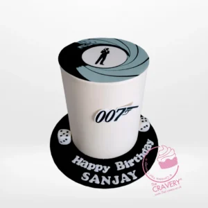 007 Cake, A sophisticated, James Bond-inspired cake from Cravery's birthday cake delivery Birmingham service.