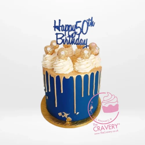50th Birthday Cake for a Male by The Cravery – elegant handcrafted milestone cake available for delivery in Walsall.