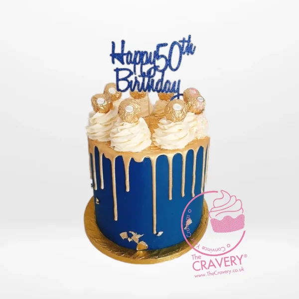50th Birthday Cake for a Male by The Cravery – elegant handcrafted milestone cake available for delivery in Walsall.