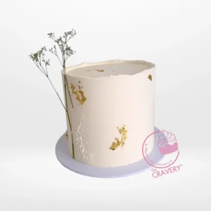 A White Cake by The Cravery, elegant two-layer buttercream design, part of the best birthday cakes in Sutton Coldfield.