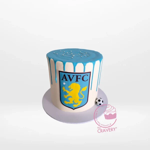 Aston Villa Drip Cake from Cravery's cake shop Birmingham – A stylish cake to celebrate your Aston Villa pride.