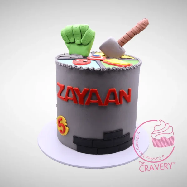 Avengers Cake from Cravery's Cakes Delivered Birmingham Service. A superhero-themed cake for any celebration.