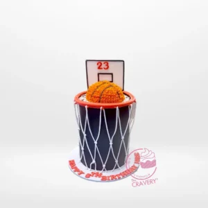 Basketball on Cake – A custom basketball-themed cake with a basketball on top, perfect for celebrations in Birmingham.