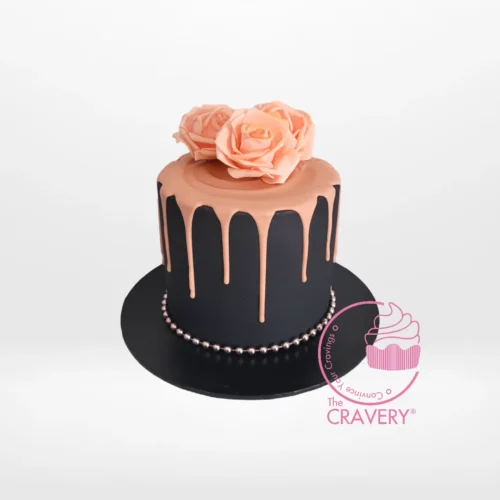 The Cravery's Black and Pink Cake – A bold and elegant creation from Cravery's cake shop Birmingham city centre.