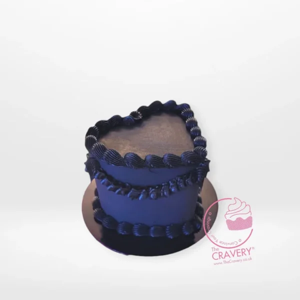 Black Cake Shape Heart – A romantic cake designed in the shape of a heart, perfect for special occasions in Birmingham.