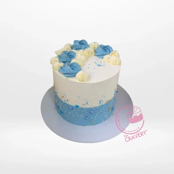 Blue Cake Birthday – A stunning blue cake with delicate decorations for birthday celebrations in Birmingham.