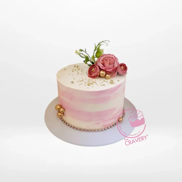 Blush Pink Cake from Cravery cakes delivered Birmingham service – A sophisticated and delightful celebration cake.
