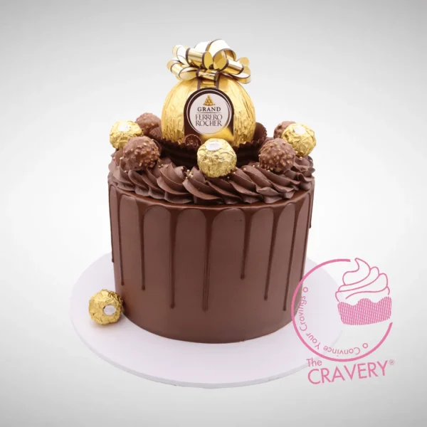 Cake Ferrero Rocher by The Cravery, handcrafted chocolate hazelnut cake from our cake shop in Maypole.