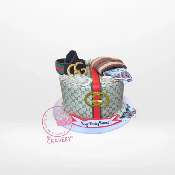 Cake Gucci from cake shop Birmingham – A stylish and indulgent celebration cake.