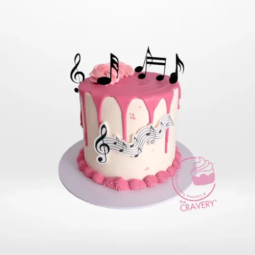 Cake Music Band by The Cravery, handcrafted music-themed cake with fondant instruments, available for birthday cake delivery in Birmingham.