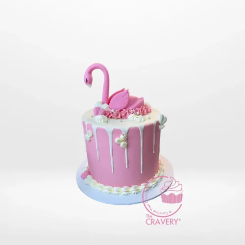 Cake with Flamingo – Vibrant tropical cake available from cake shop Birmingham.