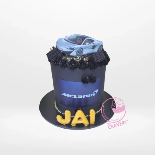 Cakes for Cars – A car-themed cake decorated with non-edible prints and edible logos, perfect for car lovers in Birmingham.