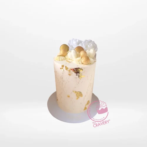 Cream and Gold Cake by The Cravery, elegant handcrafted design with Birmingham birthday cake delivery.