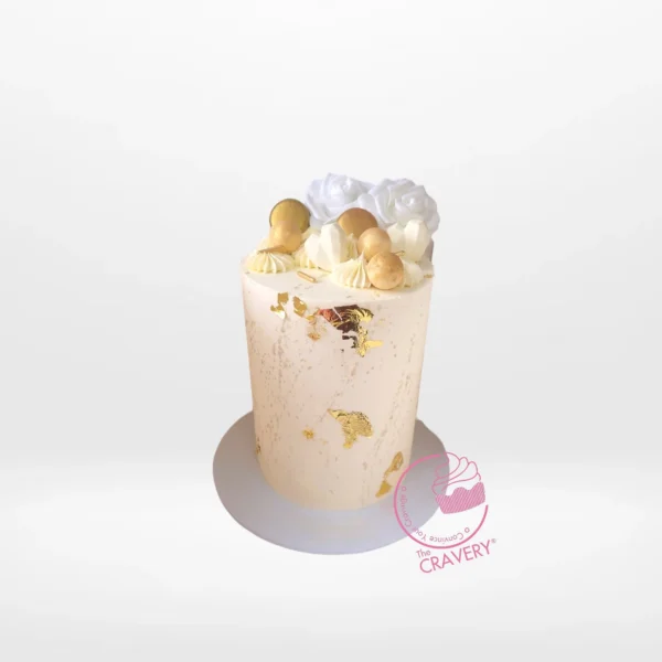 Cream and Gold Cake by The Cravery, elegant handcrafted design with Birmingham birthday cake delivery.