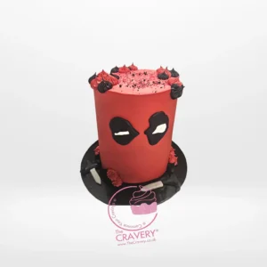 Deadpool Cake by The Cravery, handcrafted Marvel-themed cake available from our cake shop in Solihull.