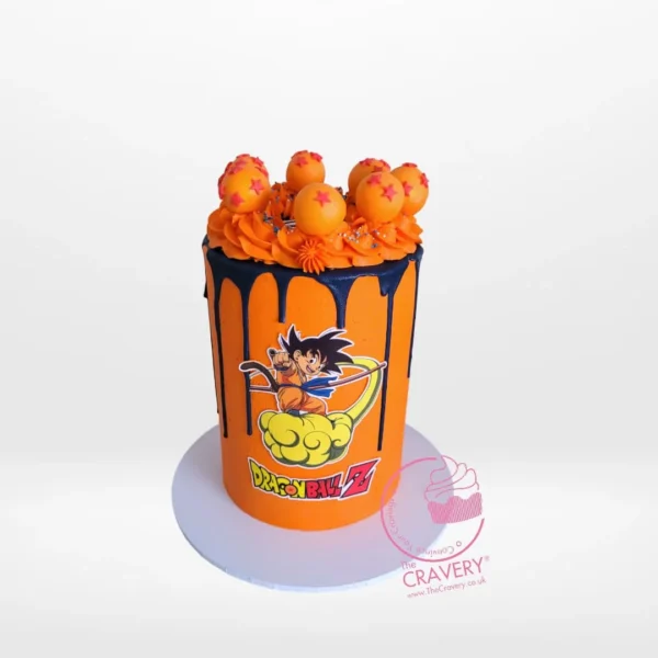 Dragon Ball Z themed cake featuring anime-inspired design with Goku and Dragon Ball elements, handcrafted by The Cravery Cake Shop Walsall.