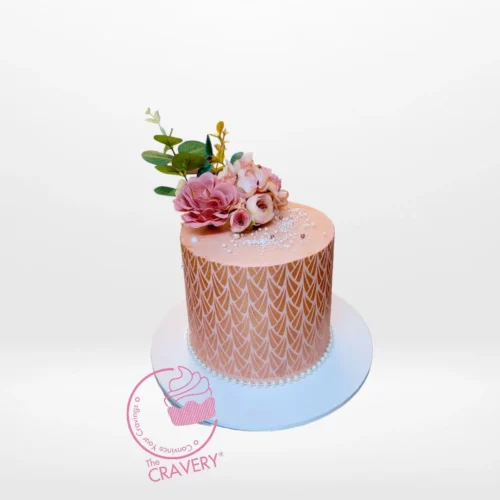 Elegant Rose Gold Birthday Cake from cake makers Birmingham – A visually stunning celebration centerpiece.