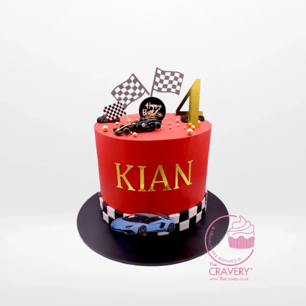 Ferrari Cake from Cravery the Best Cake Shop Birmingham – A tribute to Formula One with edible and non-edible Ferrari-themed details.