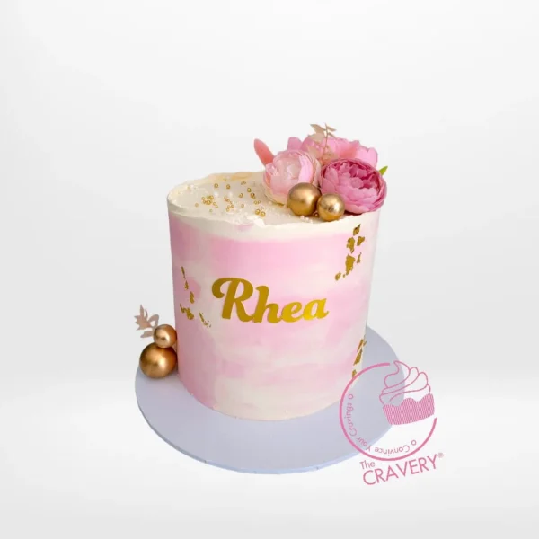 Flower Pink Cake from Cravery's birthday cakes Birmingham services – A beautiful floral centerpiece for your celebration.