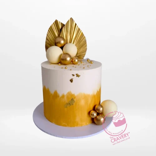 Golden Wedding Anniversary Cake from Cravery's Wedding Cakes Birmingham. A custom creation to celebrate 50 years of love and commitment.