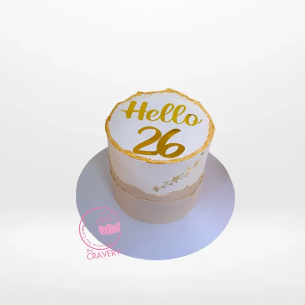 Hello Cake by The Cravery – elegant handcrafted birthday cake by expert cake makers in Solihull.
