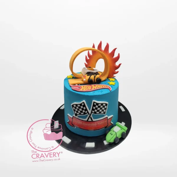 Hot Wheels Birthday Cake by The Cravery, handcrafted racing-themed cake available for birthday cake delivery in Birmingham.