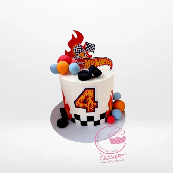 Hot Wheels Cake – A vibrant cake with edible prints and car toppers, perfect for Birmingham parties.