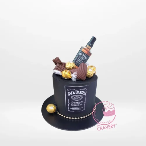 Jack Daniels Birthday Cake – A luxurious cake with chocolate ganache and Jack Daniels branding, perfect for celebrations in Birmingham.