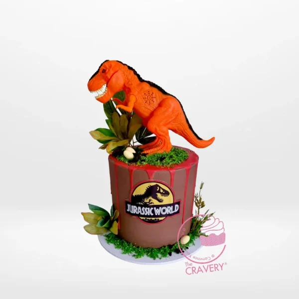 Cake Jurassic Park Cake with dinosaur topper from The Cravery Bakery Sutton Coldfield.