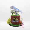 Jurassic World Cake with dinosaurs, rocks, and plants from The Cravery Cake Shop Erdington.