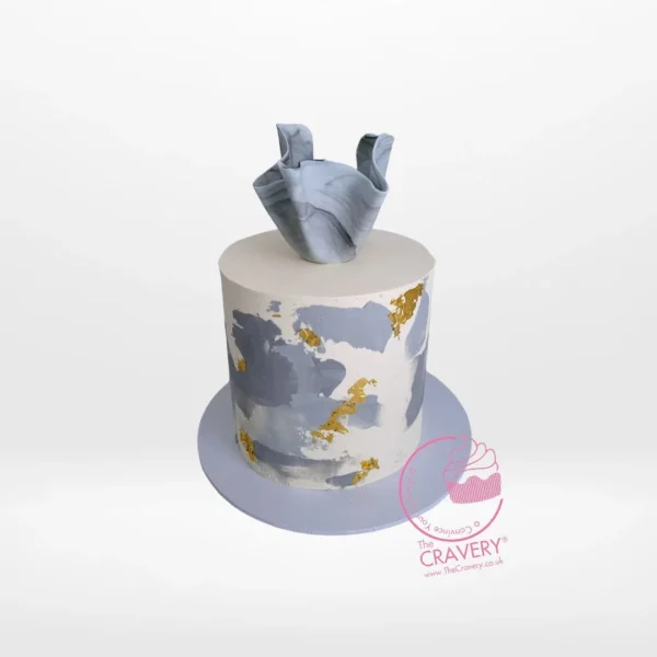 Lava Cake by The Cravery, elegant grey marble-inspired design handcrafted at our cake shop in Moseley.