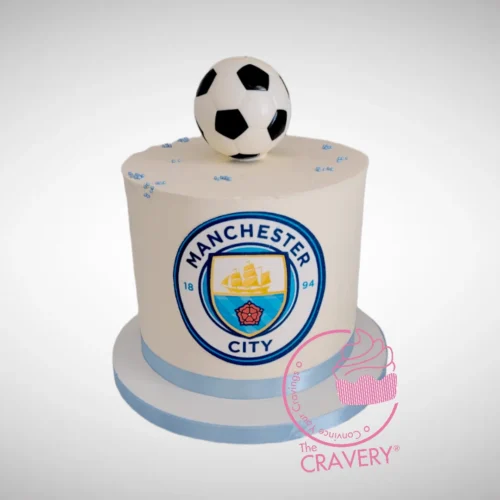Manchester City Cake, the perfect birthday treat for football fans. Available now with birthday cakes in Birmingham UK.