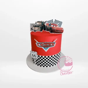 McQueen Car Cake inspired by Disney Pixar’s Cars, handcrafted at The Cravery, cake shop Selly Oak.