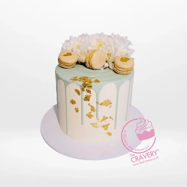 Elegant Mint Green Cake handcrafted by The Cravery with soft pastel buttercream finish and floral decoration, cake Birmingham.