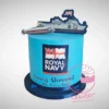 Navy Cake with edible and non-edible prints