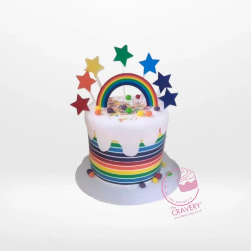 Pastel Rainbow Cake by The Cravery, colourful handcrafted cake made fresh at our cake shop in Shirley.