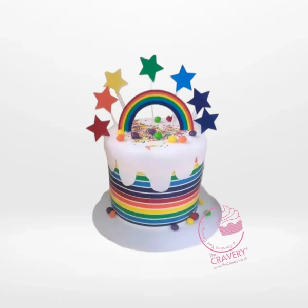 Pastel Rainbow Cake by The Cravery, colourful handcrafted cake made fresh at our cake shop in Shirley.