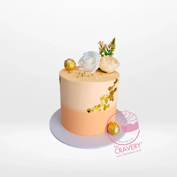 Peach Cake by The Cravery, handcrafted buttercream floral cake from our cake shop in Birmingham City Centre.