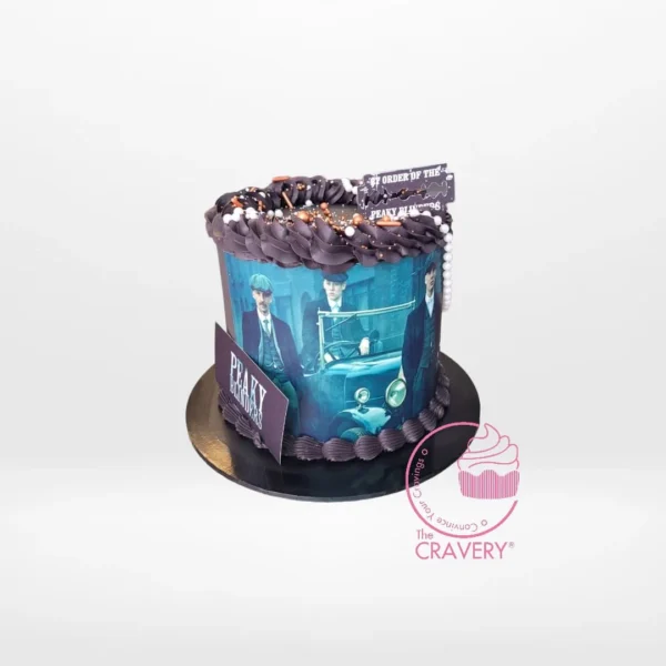 Peaky Blinder themed birthday cake with vintage Birmingham design by The Cravery in Sutton Coldfield.