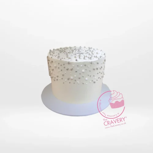 Pearls Cake by The Cravery – elegant wedding cake with pearl detailing, handcrafted in Birmingham.