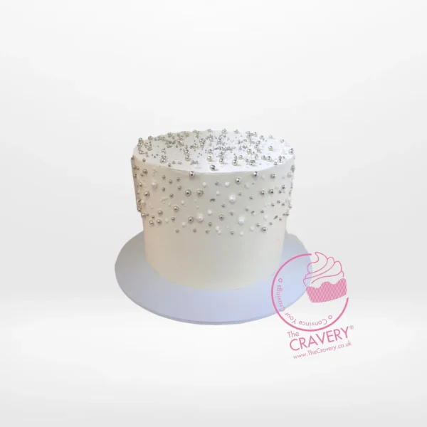 Pearls Cake by The Cravery – elegant wedding cake with pearl detailing, handcrafted in Birmingham.