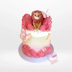 Birthday Cake with Lion by The Cravery, handcrafted jungle-themed design available for Birmingham birthday cake delivery.