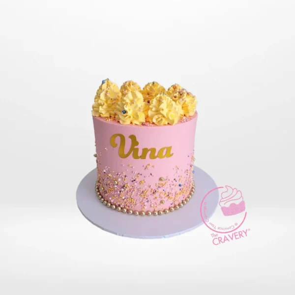 A delightful Pink Sprinkles Cake from Cravery - the best bakery Birmingham – A perfect centerpiece for any celebration.