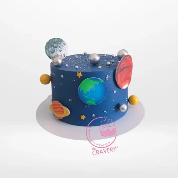 Planets Cake from Cravery's cake delivery Birmingham – A stunning cake inspired by the cosmos, perfect for any space-themed celebration.
