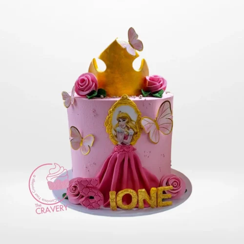 Princesse Cake – A regal and elegant cake adorned with tiaras, pearls, and floral accents, ideal for special occasions in Birmingham.