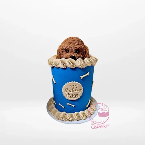 Puppy Birthday Cake by The Cravery, handcrafted human cake with fondant puppy topper, available among the best birthday cakes in Birmingham.