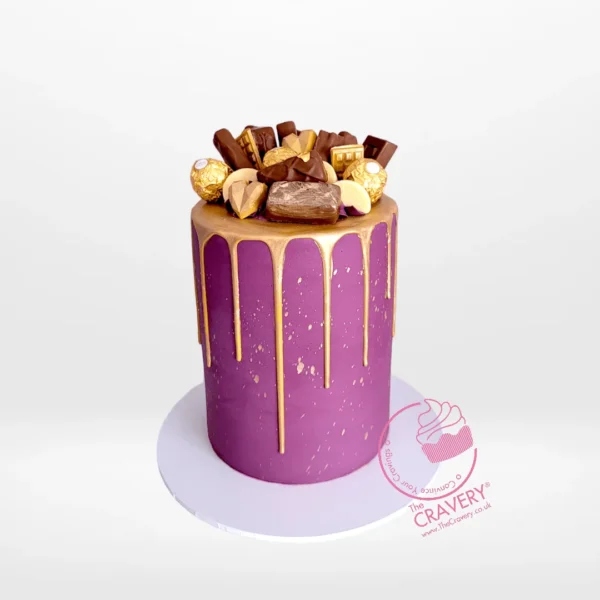 Purple and Gold Cake from Cravery's Birthday Cake Walsall Service – A luxurious cake for an unforgettable celebration.