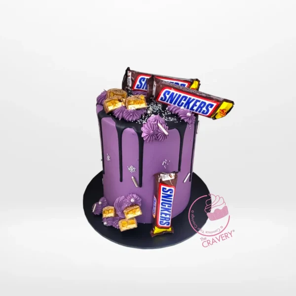 Snickers Birthday Cake by The Cravery, rich chocolate and caramel-inspired cake handcrafted for birthday cakes in Birmingham.