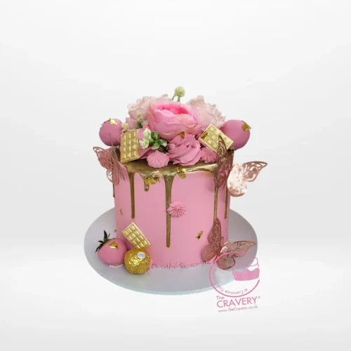 Rose Gold Birthday Cake from Cravery’s birthday cakes delivered Birmingham