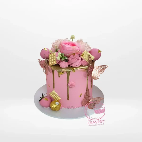 Rose Gold Birthday Cake from Cravery’s birthday cakes delivered Birmingham